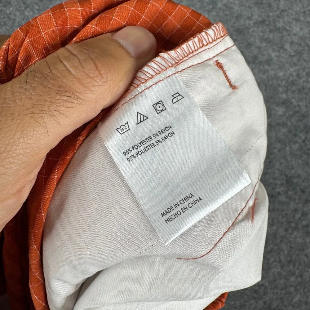 Round Two Pants Mens Size 30 Orange Grid Pattern Straight Leg Streetwear NWT